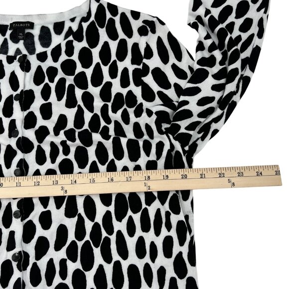 Talbots Womens XL Black & White Animal Print Cardigan Sweater - Picture 4 of 7